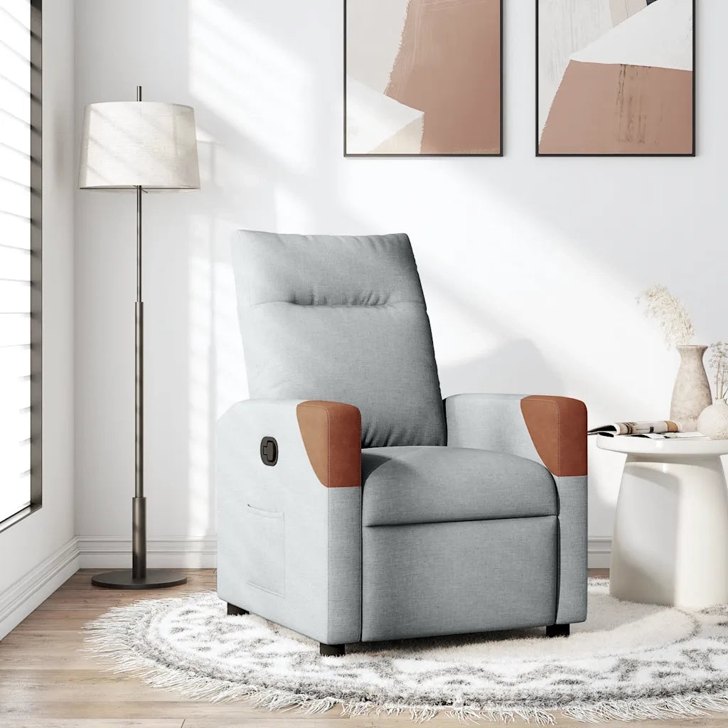Poltrona | Sedia Relax Reclinabile in Tessuto Grigio Chiaro