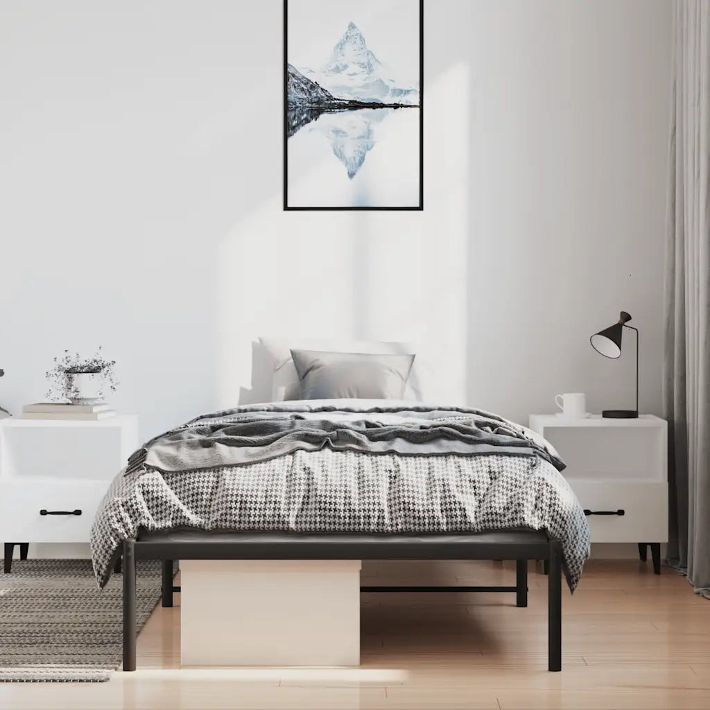 Letto singolo | Letto per adulti | Giroletto in Metallo Nero 100x200 cm