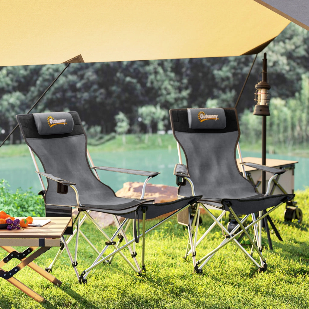 Sedia da camping pieghevole inclinabile con poggiapiedi ¨C Zephmum ¨C Grigio