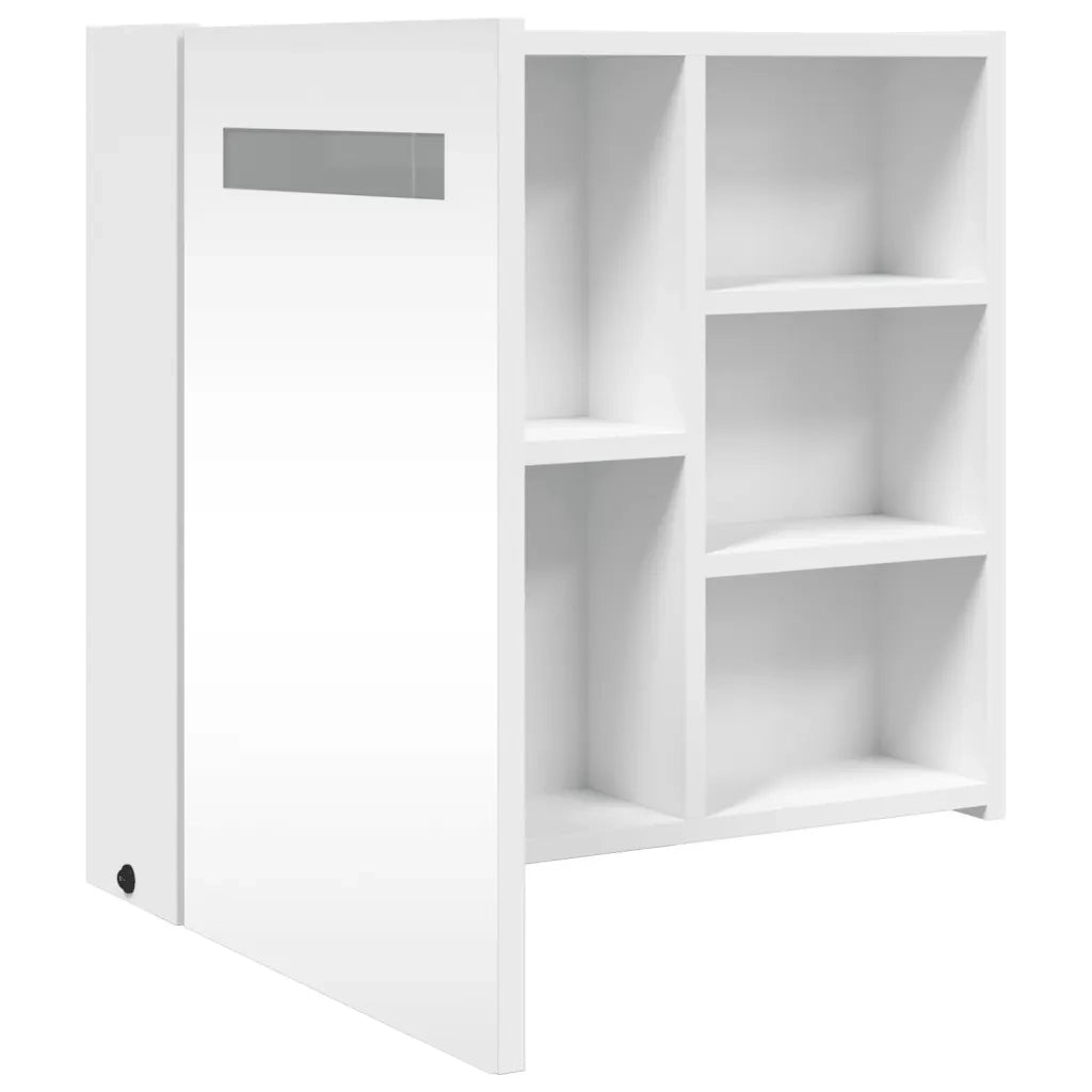 Armadietto Bagno con Specchio e LED Bianco 60x13x52 cm 357969
