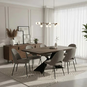 Tavolo da pranzo fisso in legno impiallacciato rovere termocotto Taurus 200x100 cm fino a 10 posti Made in Italy | Duzzle
