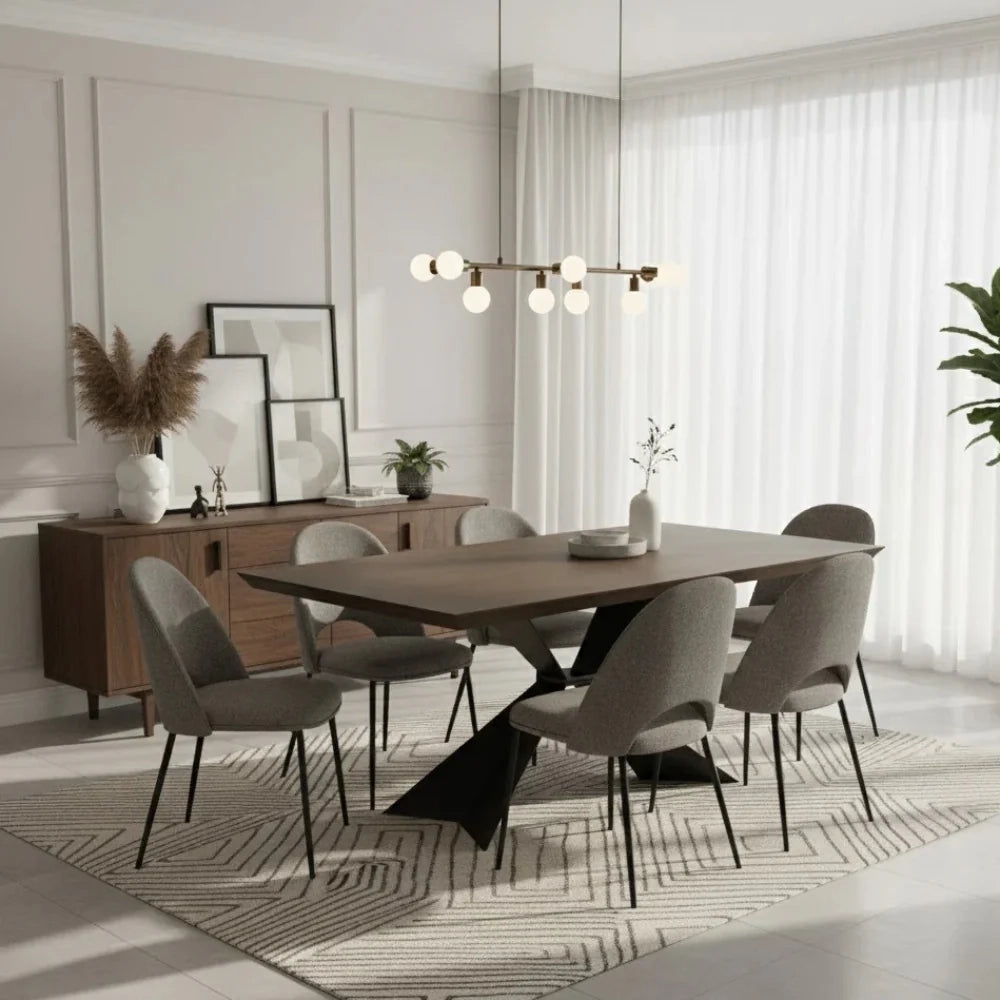 Tavolo da pranzo fisso in legno impiallacciato rovere termocotto Taurus 200x100 cm fino a 10 posti Made in Italy | Duzzle