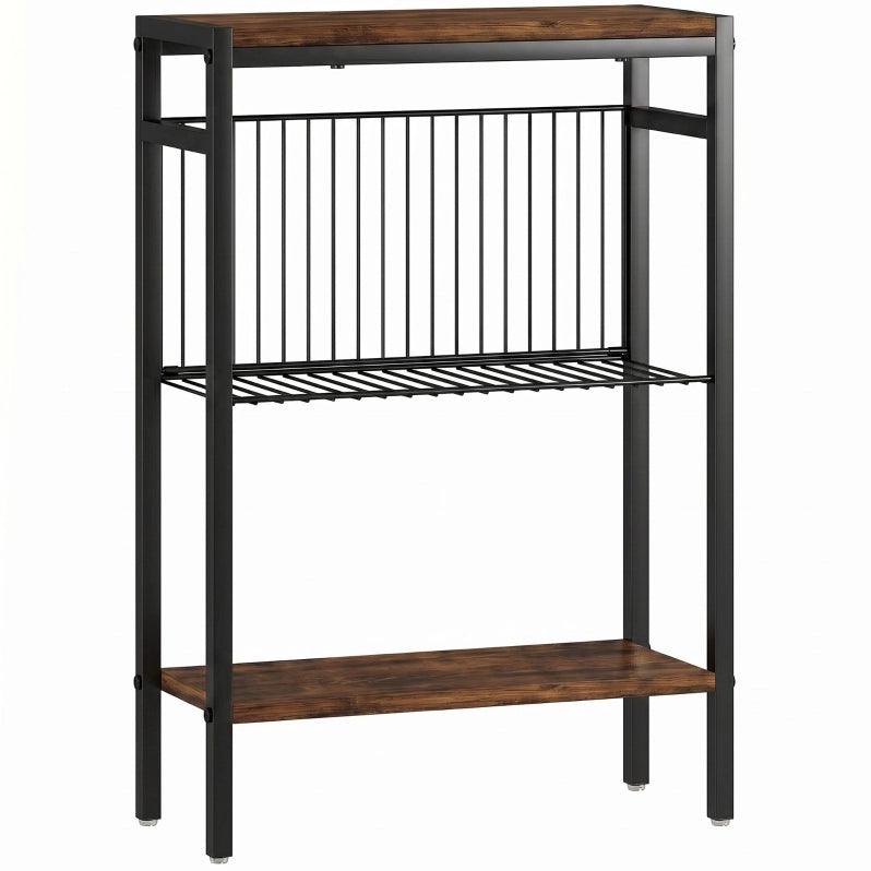 Tavolino con 3 ripiani 43 x 18 x 62;5 cm marrone rustico