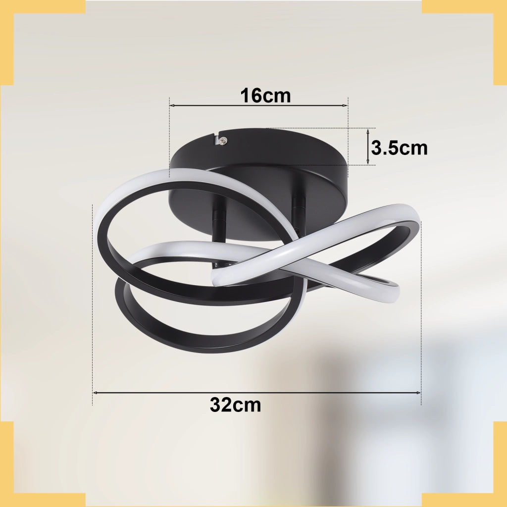 ZMH Lampada da soffitto plafoniera LED moderna 28W 3000K design fiore 4 petali nero metallizzato 32cm