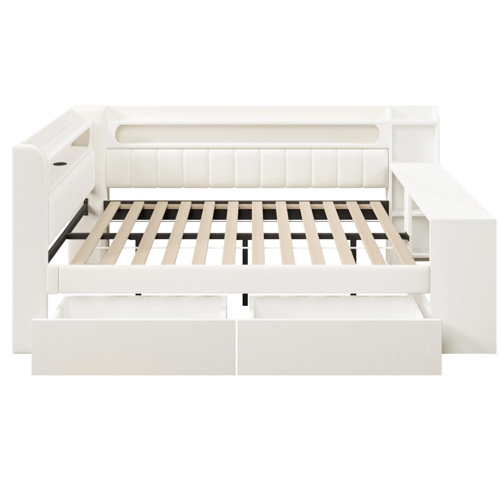Daybed 140x200 con scrivania, 2 cassetti, USB e luci LED