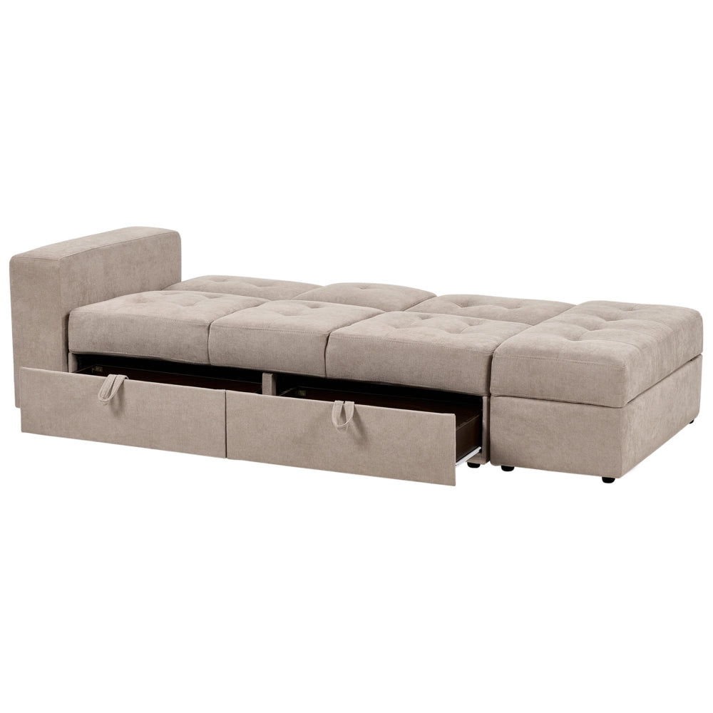 Divano letto componibile marrone Storage Ottoman Cassetti estraibili Click Clack Vassoio a ribalta Portabicchieri