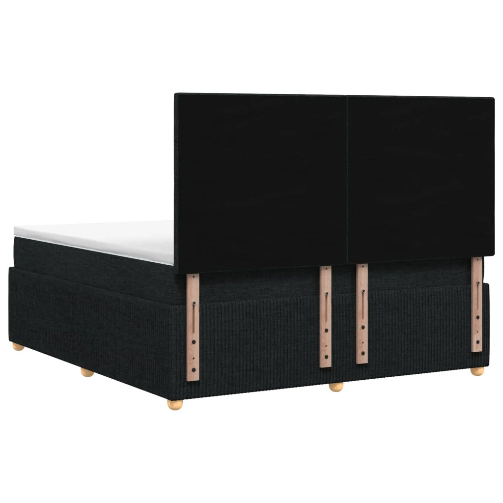 Letto Box Spring LED con Materasso Nero 140 x 200 cm Tessuto 3455876
