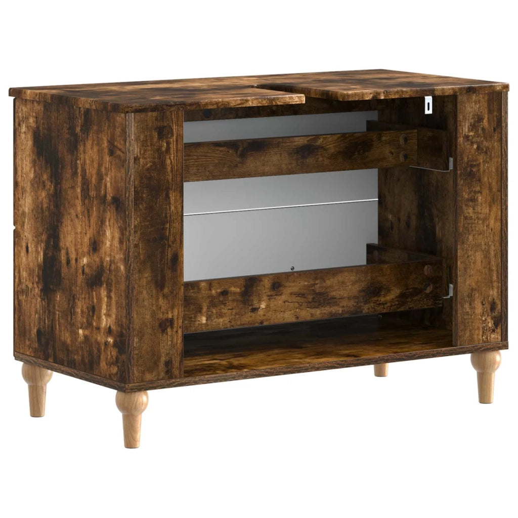 Armadio per Lavabo da Bagno ALKMAAR Rovere Fumo 82 x 41 x 59 cm 896140