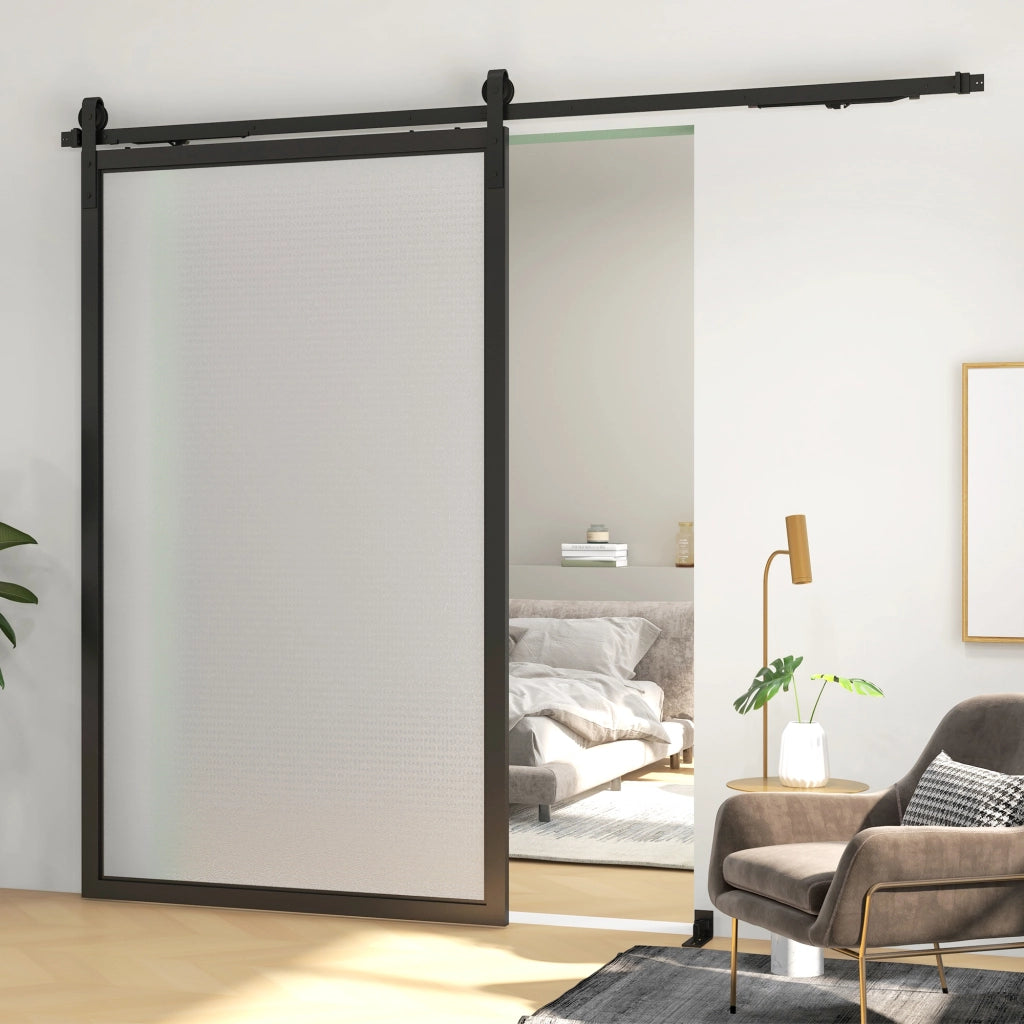 Kit rotaia scorrevole per porta a grana ¨C zephmum ¨C acciaio nero 244 cm