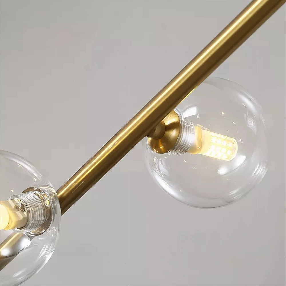 Trade Shop - Lampadario 8 Sfere G9 In Vetro Da Soffitto In Metallo Oro Design Moderno 71638 -