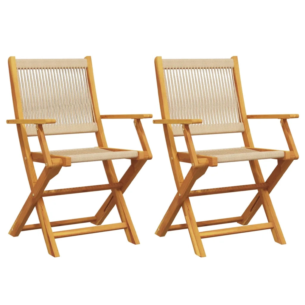 Sedie Giardino 2 pz | Sedie da Esterno Beige Legno Massello Acacia e Polipropilene
