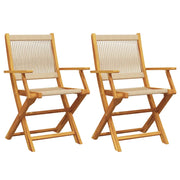 Sedie Giardino 2 pz | Sedie da Esterno Beige Legno Massello Acacia e Polipropilene