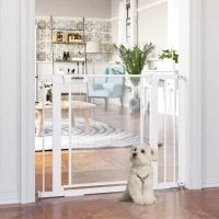 Cancellino per Cani Estensibile a Pressione con Chiusura Automatica per Spazi da 75-103cm, Bianco