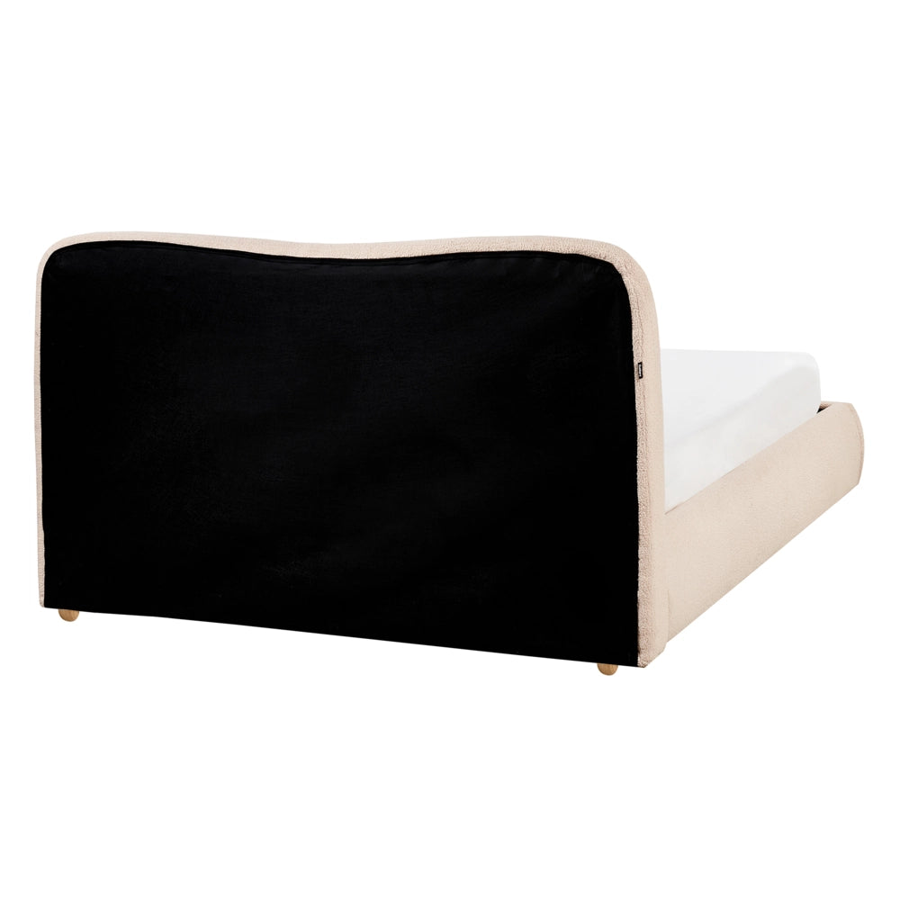 Letto matrimoniale con contenitore 140 x 200 cm bouclé beige stile minimalista