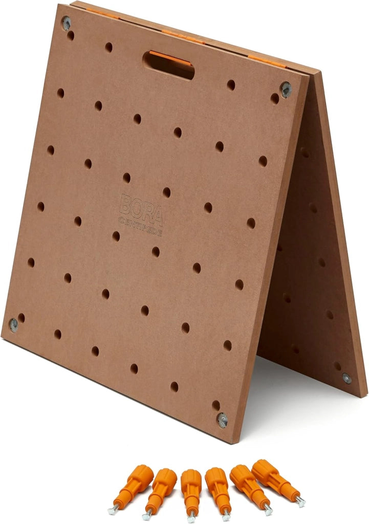 Centipede CK22TM - Banco da lavoro per cavalli da lavoro centopiedi Bora – 61 x 121,9 cm – Include piano in legno con fori per cani da 20 mm + 6 maniglie di bloccaggio a rotazione rapida per