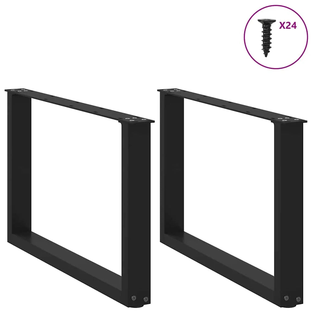 Set di 2 gambe regolabili per tavolino da caffè a forma di U 60 x 42-43 cm design moderno acciaio nero 02_0057400