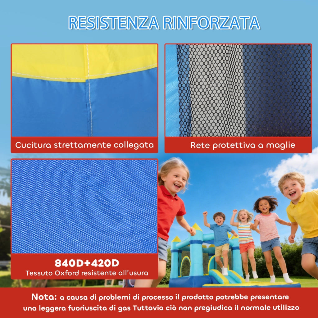 Castello Gonfiabile Bambini con Scivolo e Trampolino ¨C zephmum ¨C Blu 3-8 Anni