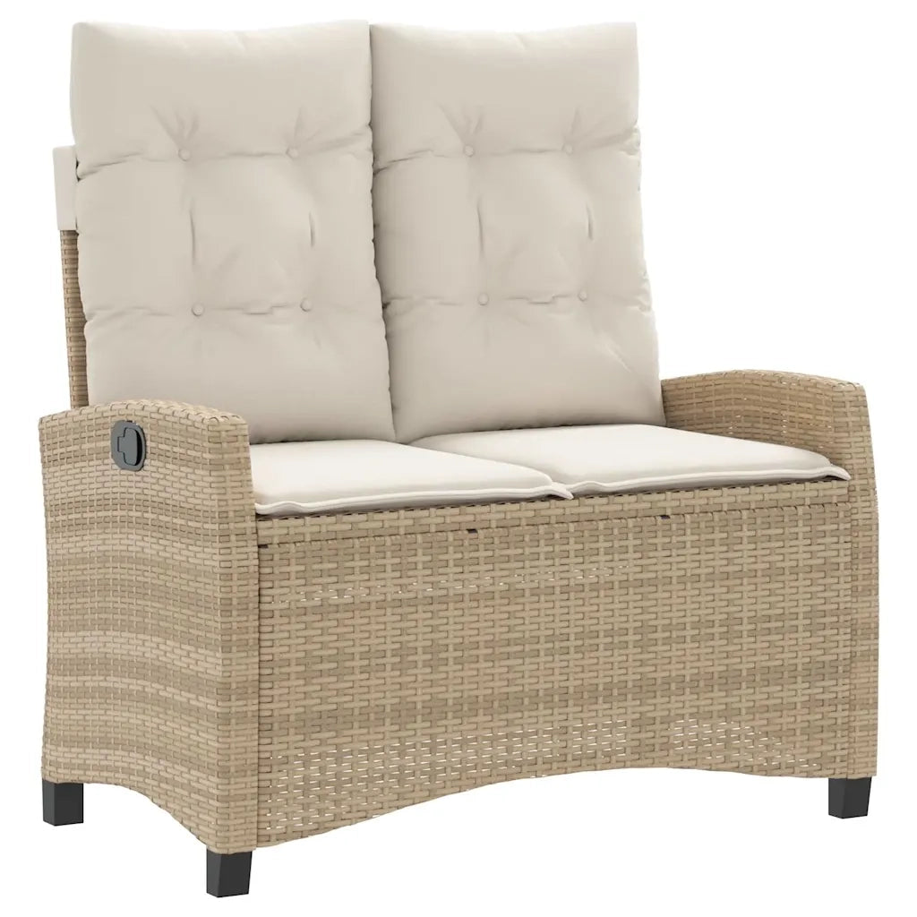 Panca Reclinabile da Giardino con Cuscini-Sgabello-Sedia da esterno Beige in Polyrattan 934358