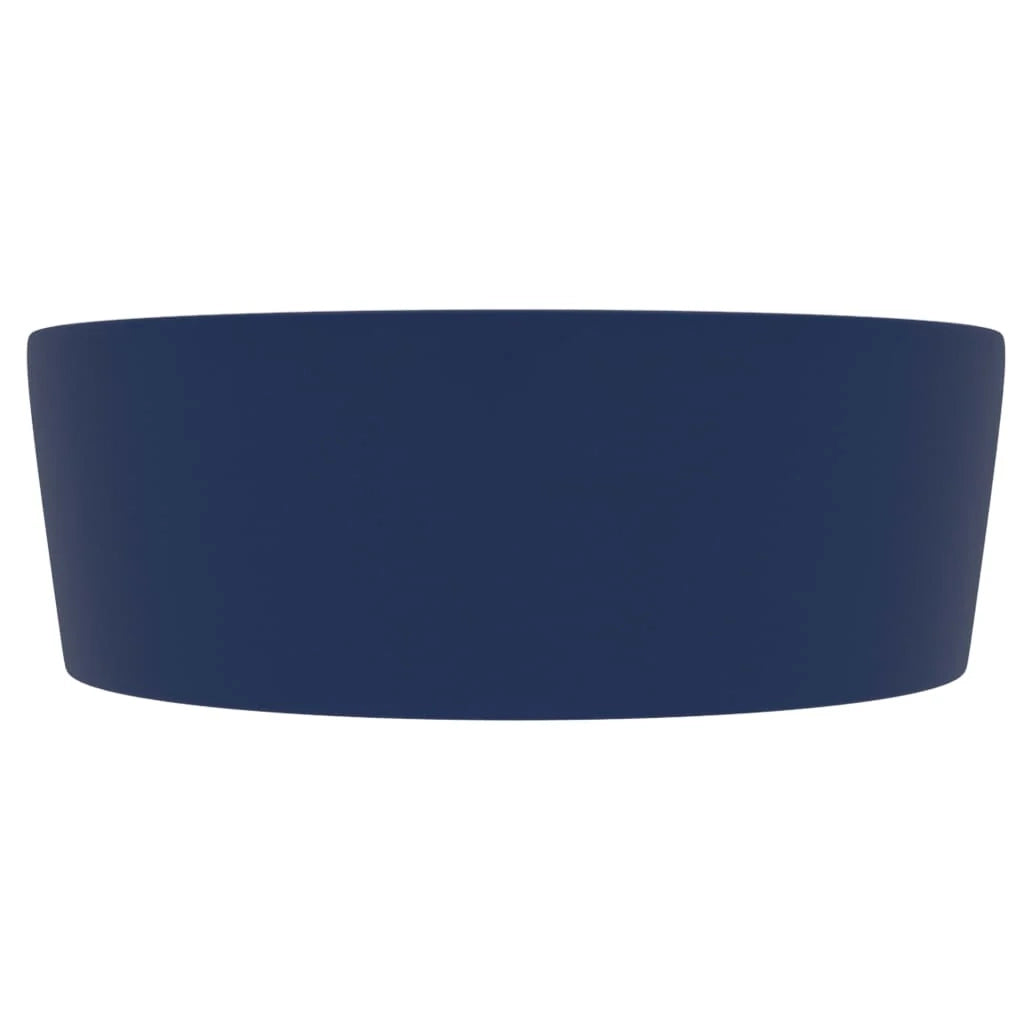 Lavabo di lusso con troppopieno lavabo da appoggio lavabo da bagno stanza da trucco casa 36 x 13 cm ceramica blu scuro opaco 02_0002776