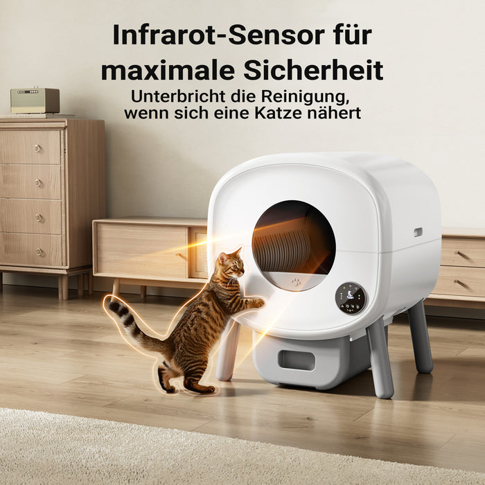 Fudajo Lettiera autopulente per gatti 76 L, lettiera automatica controllo con app e connessione USB, funzionamento manuale o automatico