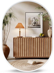 Specchio ovale a muro 50 * 70 cm con cornice in alluminio, specchio decorativo HD per bagno / cameretta / salotto, specchio infrangibile (bianco)
