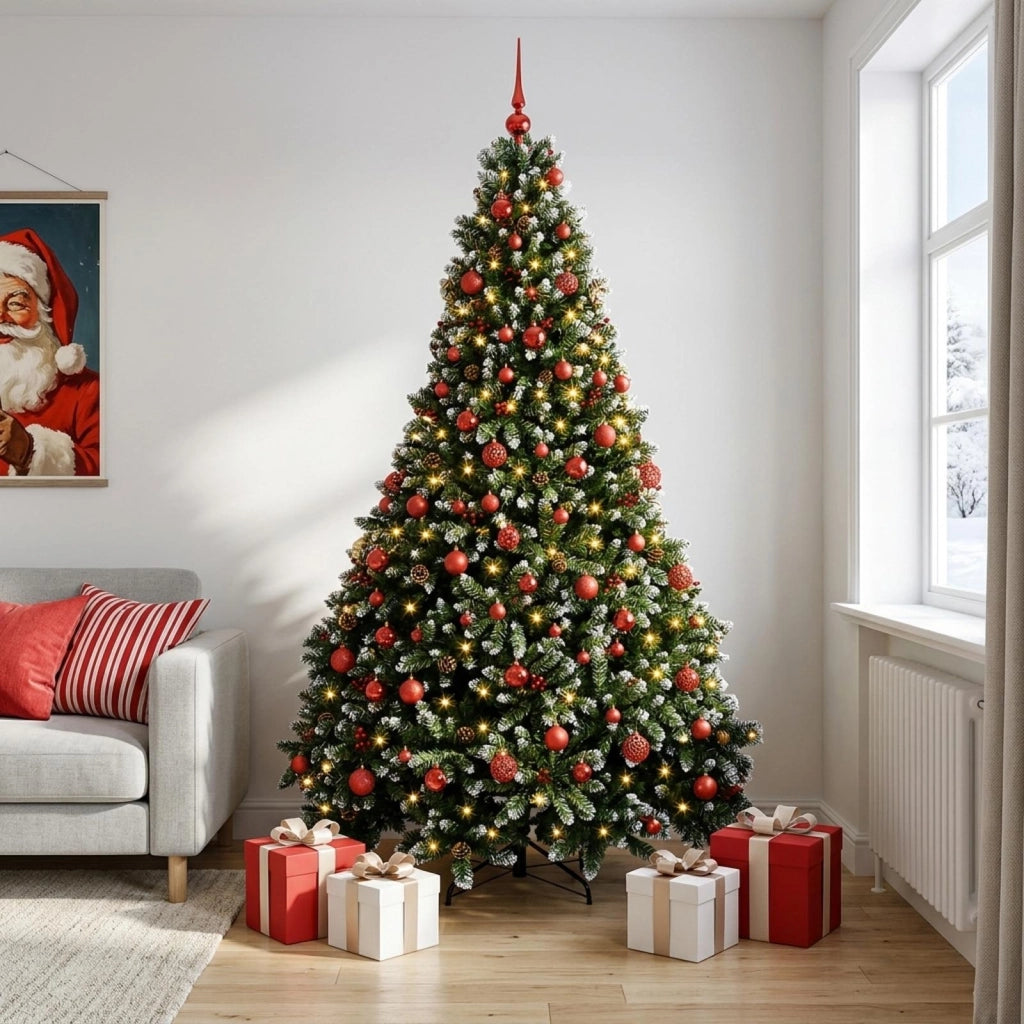 Albero di Natale artificiale verde con palline 210 cm 300 LED 3466886