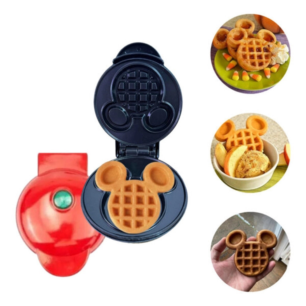 Trade Shop - Mini Piastra Macchina Per Waffle A Forma Di Topolino Antiaderente Bambini Facile Da Usare -
