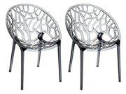 Set di 2 sedie in cristallo grigio