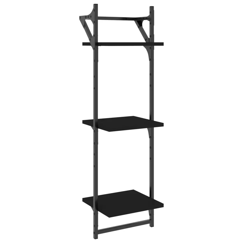 Mensole a Muro con Aste 3 Livelli 2pz Nere 30x25x100 cm 836258