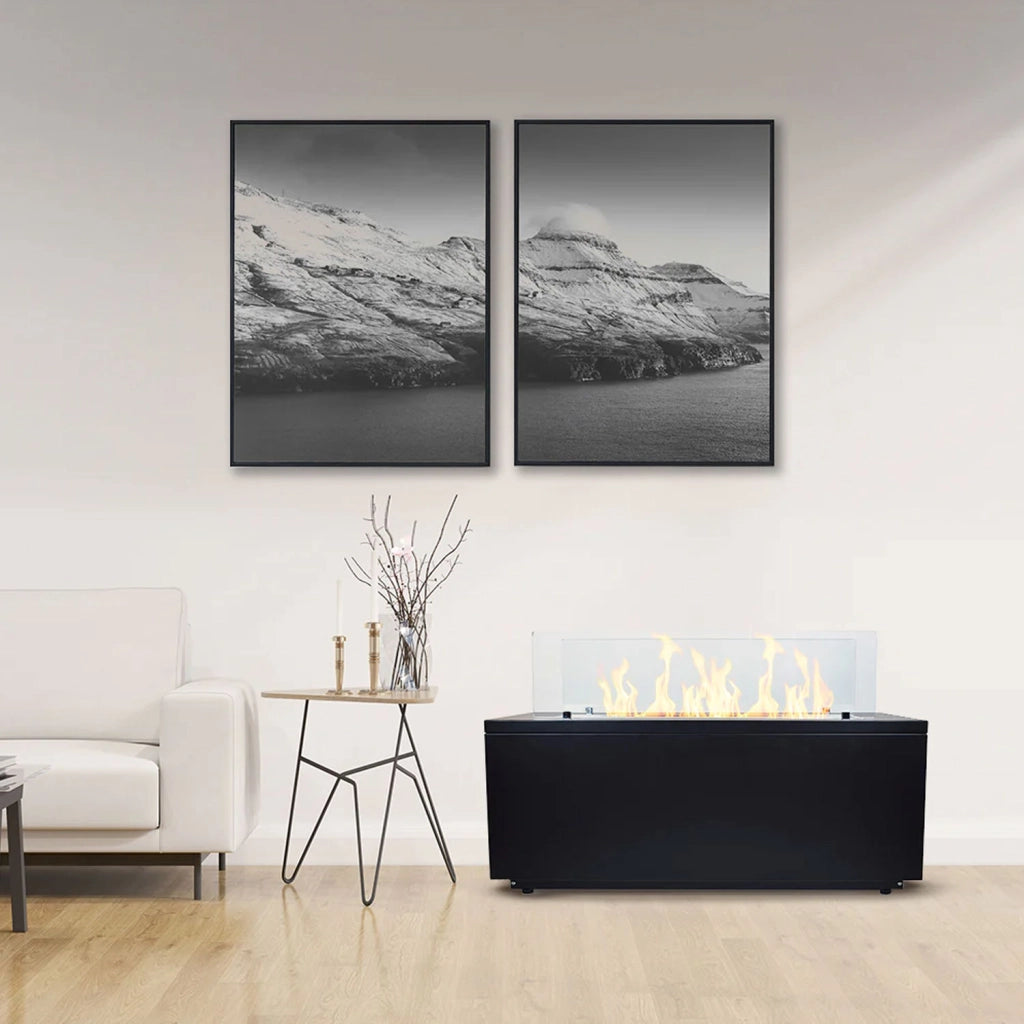 Caravaggio - Camino a bioetanolo da terra per interno ed esterno 100x40xH40 cm, colore nero