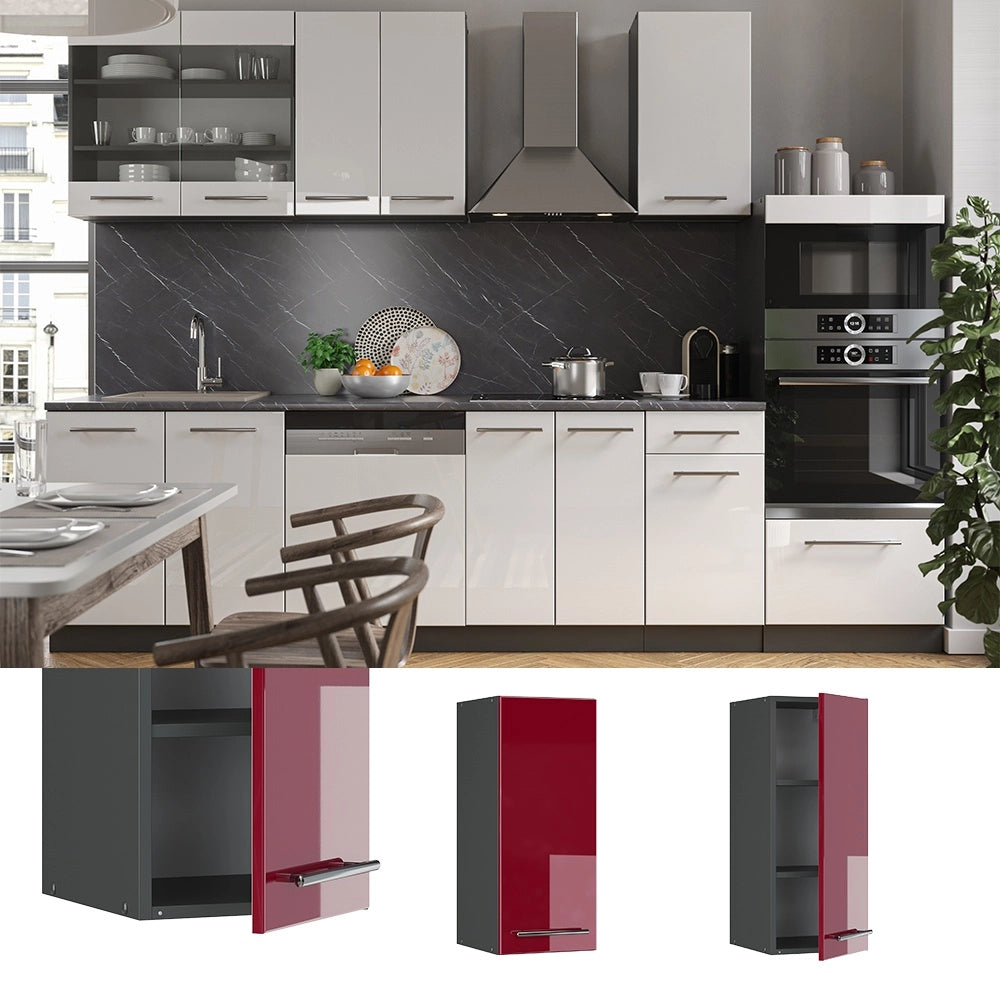 Pensile da cucina Fame-Line Bordeaux lucido/Antracite 30 cm Vicco