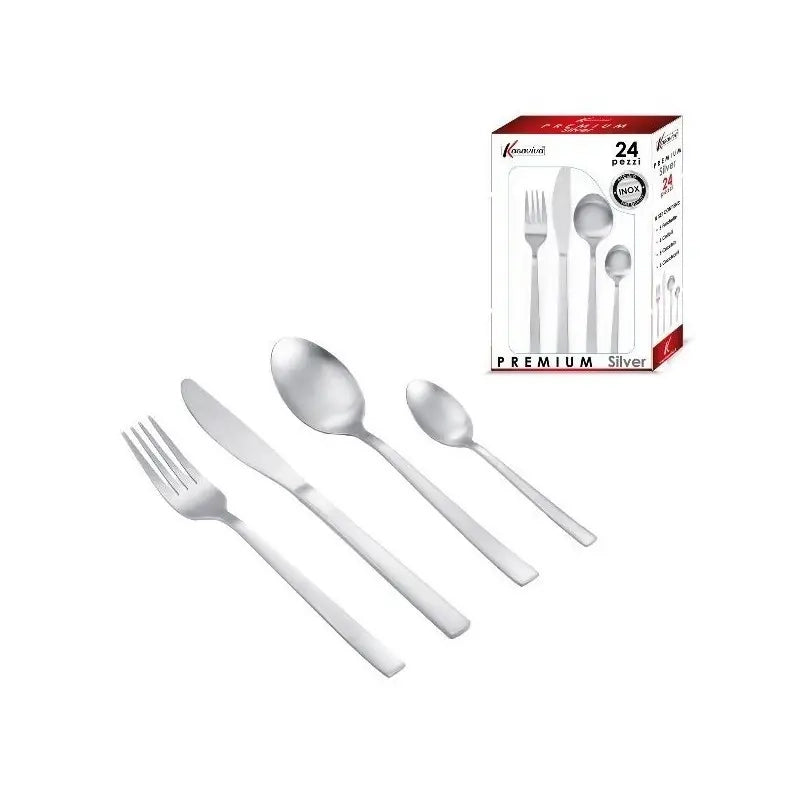 Set posate premium silver 24 pezzi Kasaviva