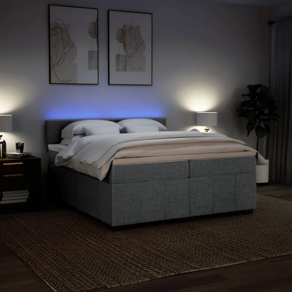 Giroletto a Molle con Materasso Grigio Chiaro 200x200cm Tessuto