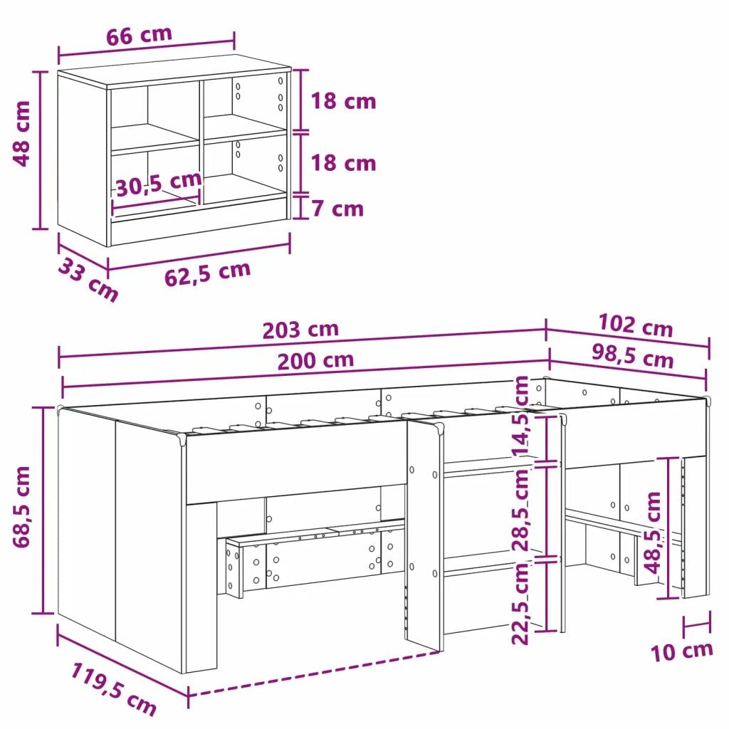 Struttura Letto Loft con Mobile 3 pz Sonoma grigio 3423419