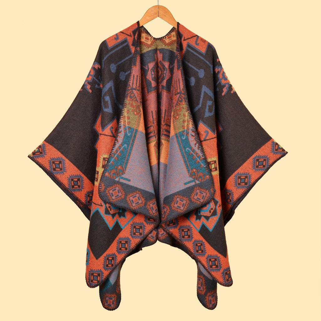 Sciarpa jacquard da donna, versatile, con motivo a note musicali, cappa spessa e calda