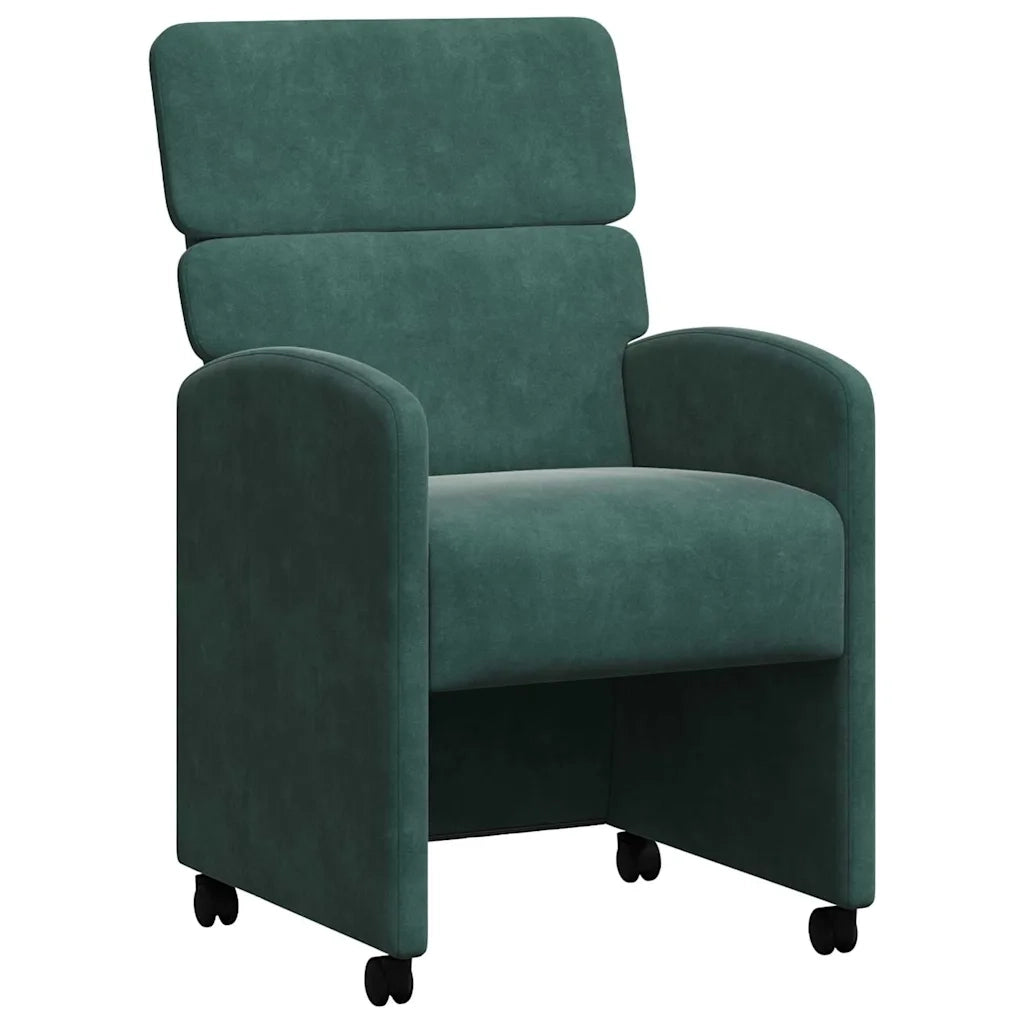 Sedie da Pranzo con Ruote 2 pcs Verde scuro 58 x 65 x 98 cm 42017877
