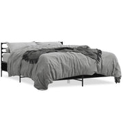 Letto matrimoniale | Letto per adulti | Giroletto Nero 150x200 cm in Legno Multistrato e Metallo