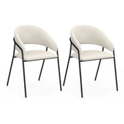 IDMarket - Set di 2 sedie da pranzo VINI in velluto a coste beige con gambe in metallo nero