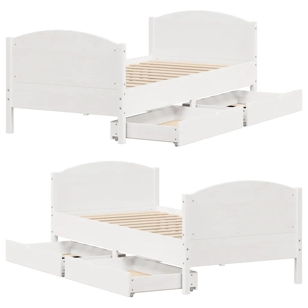 Letto senza Materasso Bianco 90x200 cm Legno Massello di Pino 3301807