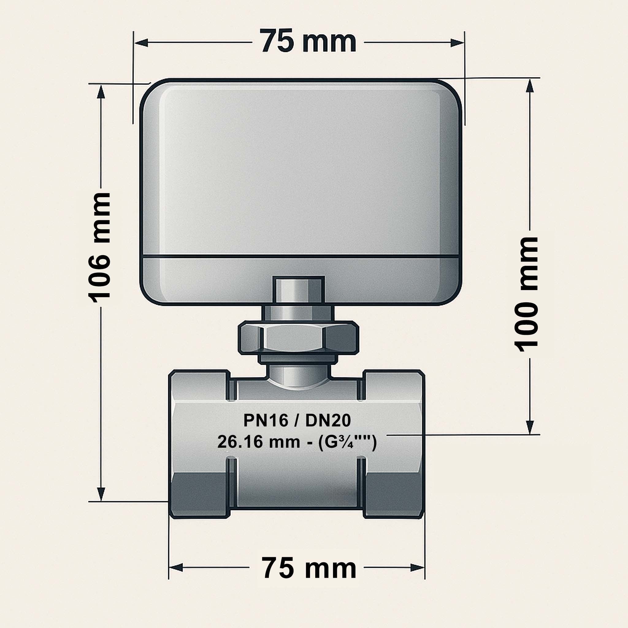 Valvola di zona motorizzata a tre vie serie DQ320 220VAC DN20 26.9 mm (3/4")