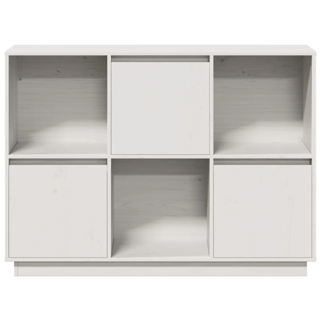 Buffet credenza cassettiera armadio mobile contenitore organizer per cucina soggiorno salotto 110,5 x 35 x 80 cm legno massello di pino bianco 02_0030198