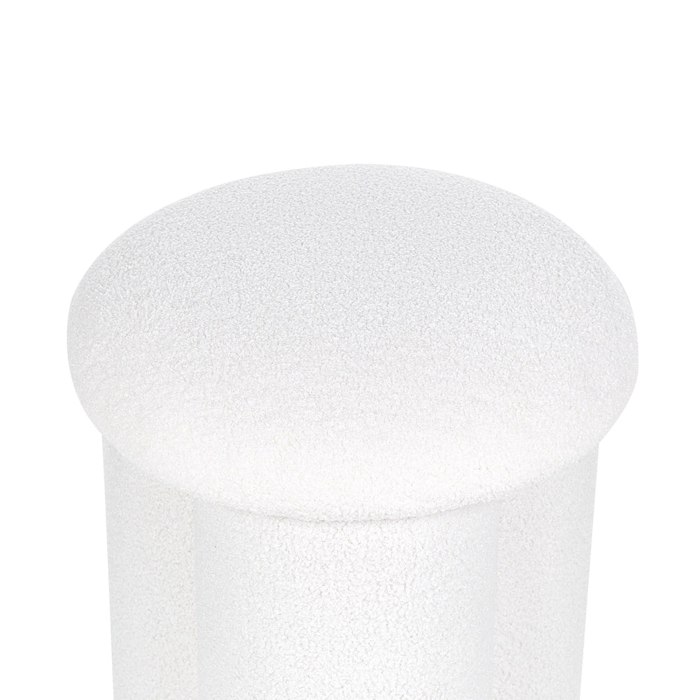 Pouf Bianco Boucle Rotondo 40 x 40 x 45 cm Poggiapiedi Tappezzeria Fungo A Forma di Soggiorno Moderno Mobili Camera Da Letto