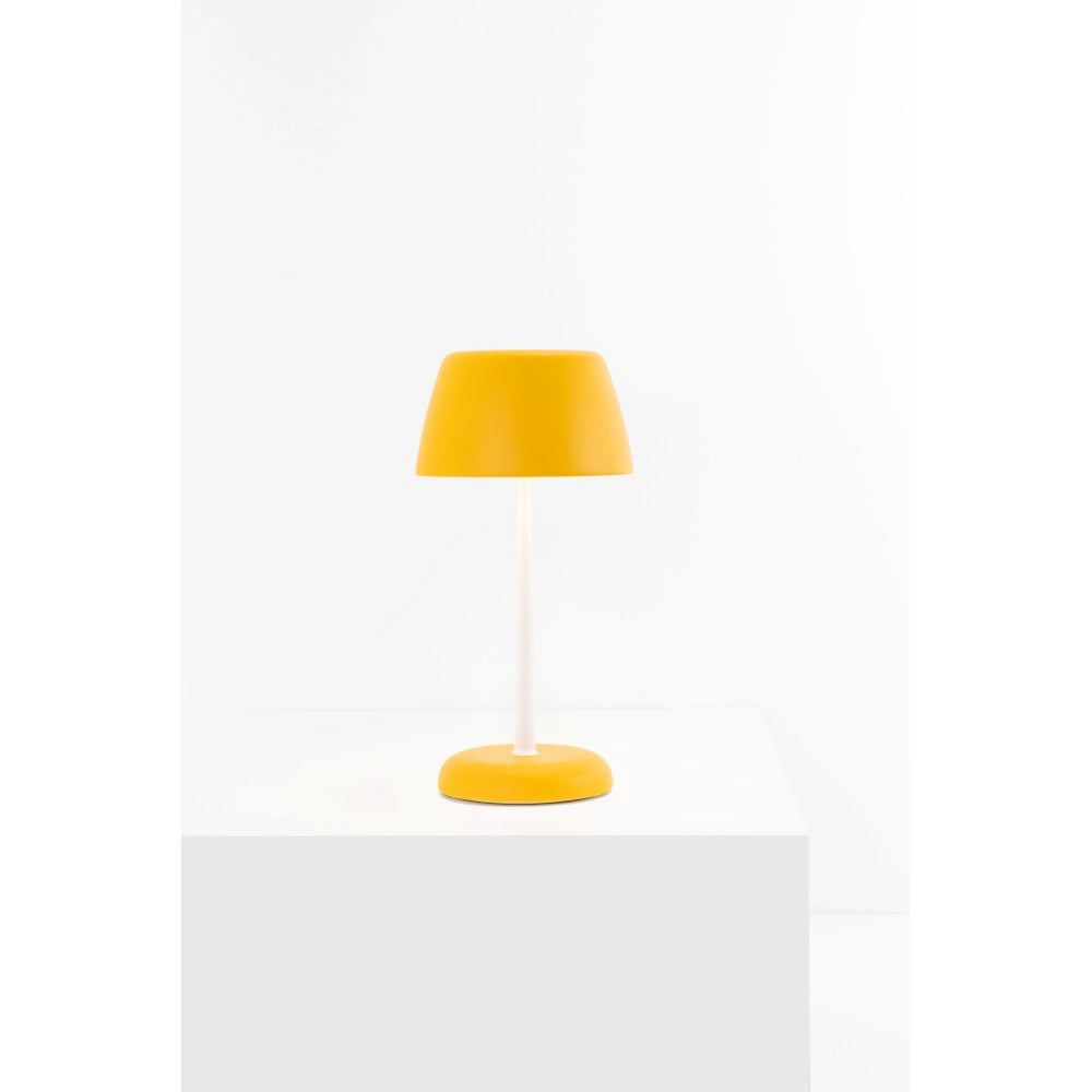 Lampada Smart Trilli Wi-Fi Zafferano - Led Ricaricabile, Touch, App Wi-Fi, Ceramica Decorata Bianca e Ocra