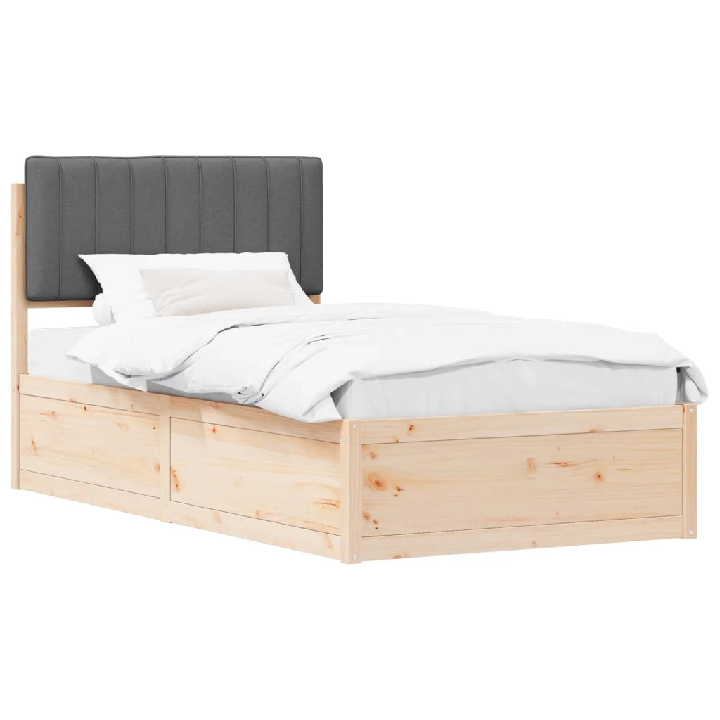 Letto con Testiera Rivestita Grigio scuro 100 x 200 cm