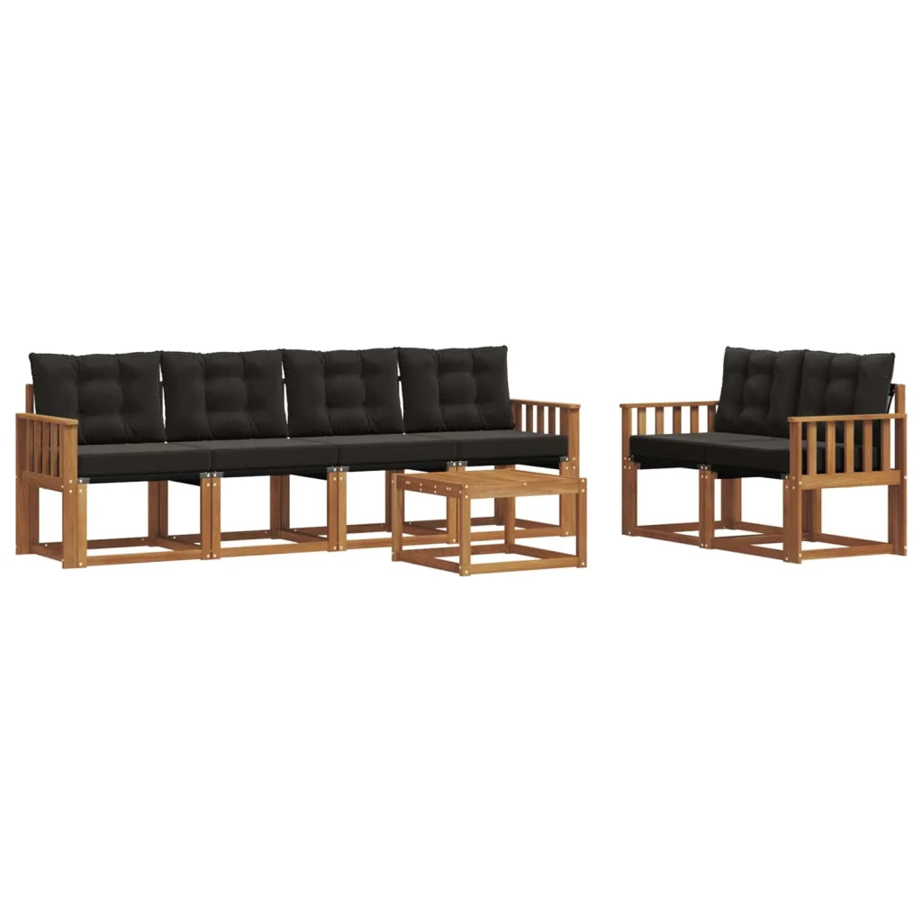 Set di divani da esterno con cuscino 7 pcs Naturale e Nero 3368423