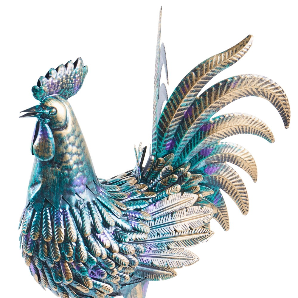 Statua da giardino multicolore in ferro fatta a mano scultura animale a grandezza naturale da terra