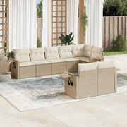 Set Divano da Giardino 8 pz con Cuscini Beige in Polyrattan 3252755