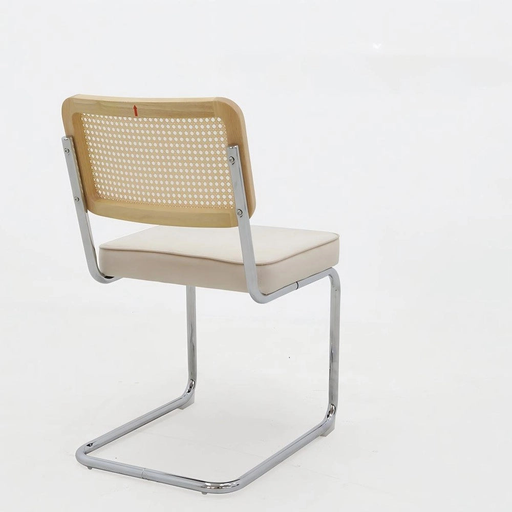 Set 4 sedie da pranzo ¨C Minimal ¨C velluto rattan gambe metallo cromato design moderno imbottite