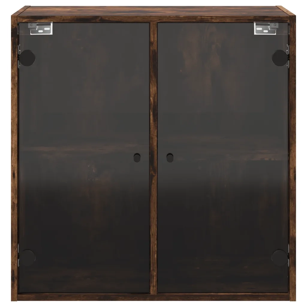 Mobile a Muro con Ante in Vetro Rovere Fumo 68x37x68,5 cm 836494