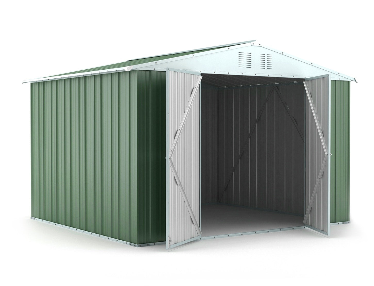 Casetta Box da Giardino in Lamiera di Acciaio Porta Utensili 327x269x217 cm Enaudi Verde